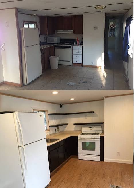 Mobile home remodeling before and after